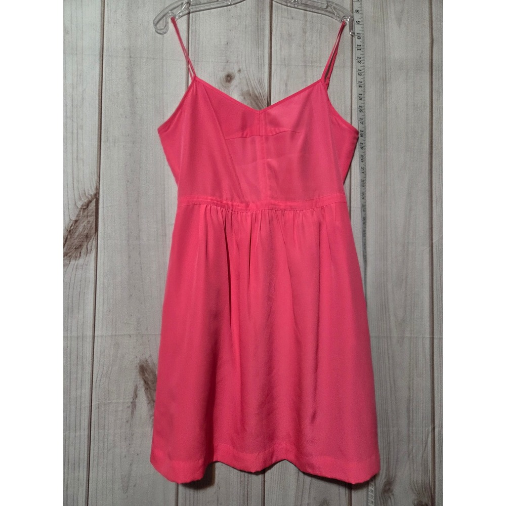 J. Crew Pink Satin Spaghetti Strap Fit Flare Dress Women Size 6 Pockets